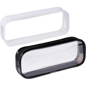KALANKA-Trousse Transparente Scolaire,2 Pi&egrave;ces Fermetures &Eacute;clair En Pvc Trousses Scolaire Transparente pour Les Examens Scolaires,Trousse de Toilette et de Maquillage de Voyage (20 x 8 x 3.5 cm) - Neuf