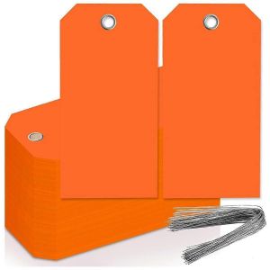 4 3/4 po X 2 3/8 po néon étiquettes d'expédition avec fil blanc Étiquettes volantes robustes avec trous renforcés Étiquettes à bagages inscriptibles, C - Neuf