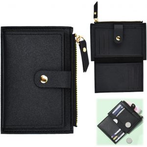 Portefeuille en Cuir PU Homme et Femme, Porte Carte Credit Blocage Portefeuille, Porte Carte Bancaire Simplicité Elégante, Porte Monnaie Cuir pour Billets de Banque, Cartes de Crédit(Noir) - Neuf