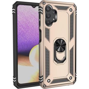 Kal-Coque Pour Samsung A32 4g, + Protecteur D'écran Double Couche Hybride Ultra Armure Housse Étui De Protection Antichoc Armor Bumper Cover Avec Stand Pour Galaxy A32 4g, Or - Neuf