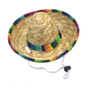 Chapeau De Paille Tisse Mexicain Pour Fete, Chien, Animal De Compagnie, Couvre-Chef Resistant Au Soleil, Protection Uv D'exterieur, Taille Moyenne - Neuf