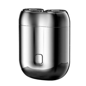 Rasoir &Eacute;lectrique Double T&ecirc;te Pour Homme - Mini Rasoir Usb, Portable, Lavable, Argent - Neuf
