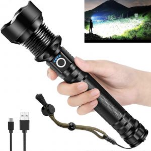 Lampe De Poche Led Rechargeable 990000 Lumens Xhp90.2 Lampe De Poche Tactique Avec Zoom 5 Modes Imperm&eacute;able &Agrave; L'eau Pour Le Camping Et Les Situations D'urgence - Neuf