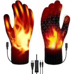 JGD-Gants Chauffants USB pour Hommes Femmes, Gants Chauffants &eacute;lectriques Double Face Gant Chauffantes Thermiques 3 temp&eacute;rature Chauffe Mains &agrave; Tricoter Moufles chauffantes pour Int&eacute;rieur Ext&eacute;rieur - Neuf
