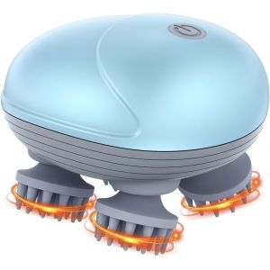 Masseur Du Cuir Chevelu Electrique, Mini Masseur Portable Avec Contact De 96 En Silicone, 3 Modes De P&eacute;trissage, Ipx6 Imperm&eacute;able, Massageur Manuel Rechargeable Pour Chiens Et Chats - Bleu - Neuf