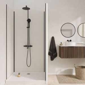 Pack de 3 Panneaux Muraux Aluminium Ivoire 90+120+90x210 cm avec Profil&eacute;s Noirs - WALL'IT - Neuf