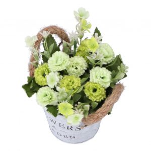 HJLIAN Arrangement de fleurs artificielles en pot, decoration pour etagere, bureau, table, vert - Neuf