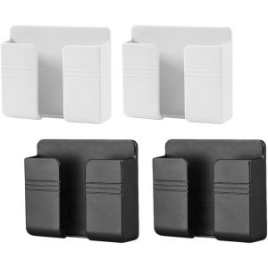 Kalanka-4 Pièces Support Telecommande Mural, Support Mural Autocollant, Boîte De Rangement Adhésive Pour Télécommande, Téléphone Portable, Chargeur, Support Mural Universel - Neuf
