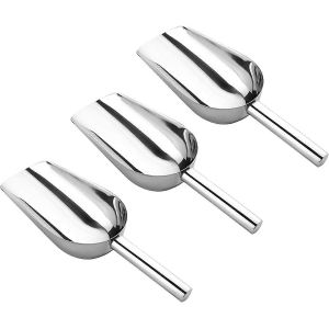 3 Pièces Pelle À Glace,8 Pouces En Acier Inoxydable Petite Pelle À Glaçons Outil Bâton Pour Seau À Glace,Thé,Grain De Café,Grattoir À Glace,Cuillère À Thé De Riz,Popcor - Neuf