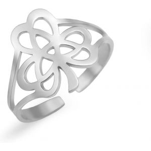 Kahfl-Bague De Tr&egrave;fle Celtique En Acier Inoxydable Anneau Ouvert R&eacute;glable Avec Noeud Triquetra Pour Hommes/Femmes Cadeau De Bijoux Viking Boho Avec Symbolisme Irlandais - Neuf