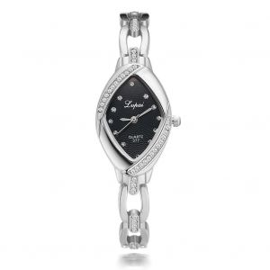 Lvpai Femmes Hollow Out Strap G&eacute;om&eacute;trie Cadran Quartz Analogique Montre (Bracelet Argent&eacute; Cadran Noir) - Neuf