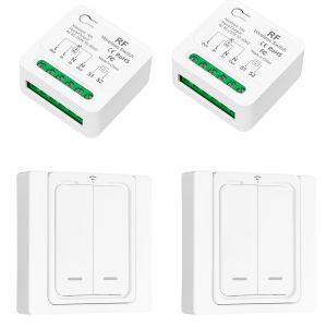 Kit Interrupteurs Sans Fil,Fonctionne Avec Un Interrupteur Mural,Portée De Contrôle Jusqu'à 100 M Pour Lampes D'intérieur Ampoules LED,Récepteur Relais AC220 V 2000 W(2 À 2) - Neuf