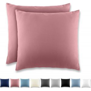 Cauc-Taie Oreiller 50x50 Lotusrosa - Lot De 2 Taies D'oreillers 50 X 50 Carr&eacute; En Microfibre Bross&eacute;e, Housse Oreiller Coussin Oreiller Avec Fermeture &Eacute;clair - Neuf