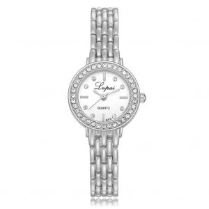 Lvpai Femmes Mode Casual Quartz Analogique Strass Montre Ronde Montre-Bracelet (Argent + Blanc) - Neuf