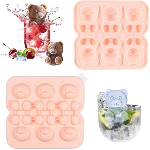 Kal-3d Bac À Glaçons Avec Couvercle, Ours Moule À Glaçons, Ours Moule Silicone Pour Glaçons, Bac À Glaçons Silicone, Ours Bac A Glacon Sans Bpa Pour Whisky, Cocktails, Boissons, Bière - Neuf