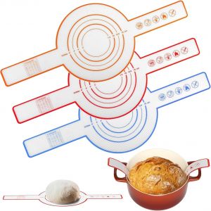 AYUHR-Lot de 3 tapis de cuisson en silicone multifonctionnels pour four hollandais, doublure réutilisable adaptée pour transférer la pâte avec de longues poignées - Neuf