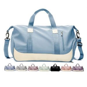Sac de sport pour femme et homme, sac de week-end, sac de voyage, sac à bandoulière léger avec compartiment à chaussures et compartiment humide (bleu) - Neuf