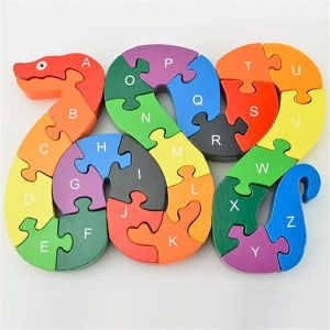 Puzzle alphab&eacute;tique en bois de 26 pi&egrave;ces, blocs de chiffres pour enfants d'&acirc;ge pr&eacute;scolaire - Neuf