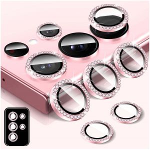 SJZG-Protecteur D'Objectif D'Appareil Photo Diamant Pour Samsung Galaxy S25 Ultra, Protecteur De Couvercle De Cam&eacute;ra En Verre Tremp&eacute;, Anneau M&eacute;tallique En Aluminium Individuel Bling - Neuf