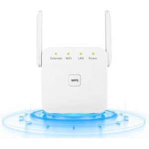 SUBZONAL-Amplificateur WiFi R&eacute;p&eacute;teur WiFi AC 300 Mbps,WiFi Extender, Bouton WPS, Play and Plug, R&eacute;p&eacute;teur WiFi Puissant avec Un Port Ethernet, Compatible avec Toutes Les Box Internet (Blanc) - Neuf