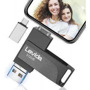 Cle Usb Pour Phone, Cl&eacute; Usb 512 Go,Photo Stick,4 En 1 Clef Usb 3.0,Stick Pour Ios/Smartphone/Pad/Pc(M&eacute;moire Mobile,Sauvegarde Automatique Et Transfert Photos),Noir Clair - Neuf