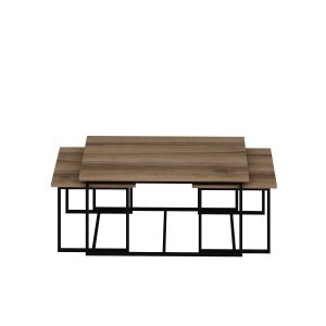 Table gigogne (3 pi&egrave;ces) en bois "Levada" - 90 x 60 x 42 cm - Noyer - Neuf