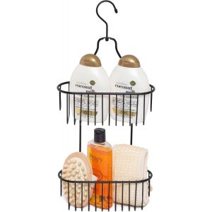 &iquest; Panier de douche suspendu &agrave; 2 niveaux &iquest; R&eacute;sistant &agrave; la rouille &iquest; Noir - Neuf