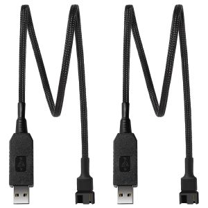 JGD-2 Pi&egrave;ces 50cm Pleine Vitesse C&acirc;ble Adaptateur D'alimentation &agrave; Manchon de Ventilateur 12V USB vers 3 Broches et 4 Broches, C&acirc;ble Adaptateur USB vers 3 Pin/4 Pin Ventilateur, Tress&eacute; - Neuf