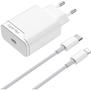 KALANKA-Chargeur Rapide Compatible avec iPhone 11 12 13 14 Pro Max/Plus/Mini SE, X, XS, XR, 8, 7, 25W USB C Adaptateur Secteur avec Cable de 1,5 m - Neuf