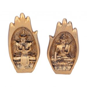 Hjlian Lot De 2 Statues De Bouddha En Resine, Style Zen, Decoration De Table Pour Chambre A Coucher, Bureau - Neuf