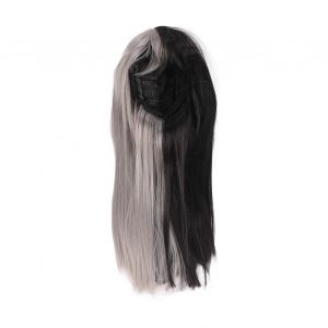 Perruque Longue Et Lisse Noire Et Grise, Perruque Tendance Pour Deguisement D'halloween - Neuf