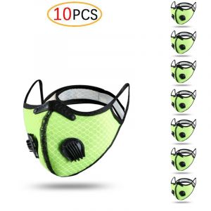 Lot De 10 Masques De Protection Unisexes Au Charbon Actif Pm2.5 (Vert Fluorescent) - Neuf