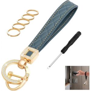 KAL-Porteclés En Cuir Véritable Pour Homme Et Femme Accessoires En Métal Pour Hommes Et Femmes Porte Clef Cuir Tressée Avec Anneau Alliage Porte-Clésconvient Aux Clés De Bureau À Domicile - Neuf
