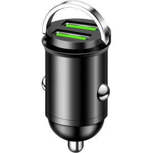 JGD-Chargeur Allume Cigare USB, Dual 100W/5A Port Mini Chargeur de Voiture USB Rapide, Prise Allume Cigare, pour 15/14/13/XR/Max/X/8, Galaxy, Phone,Tablette - Neuf