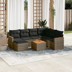 Prolenta Premium - Salon De Jardin 8 Pcs Avec Coussins Gris R&eacute;sine Tress&eacute;e - Neuf