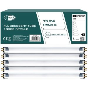 Kal-Tubes Fluorescents, 6w T5, Ampoule T5, Tube Fluorescent, Mini Ampoule, Fluorescent, 21,2 X 1,6 Cm (6 Watts T5, Pack 5) - Neuf