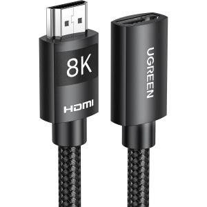 Rallonge HDMI 2.1 8K 60Hz Câble Extension HDMI Mâle vers Femelle 48Gpbs eARC Tressé en Maille de Coton Compatible avec PS5 PS4 Xbox One X MacBook Pro Mac Mini M4 HDTV 8K Lecteur Blu Ray (1M) - Neuf