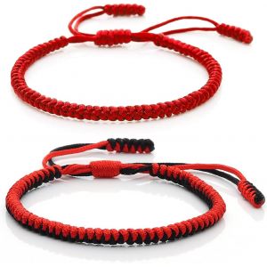 Kal-Bracelet Porte-Bonheur Pour Adolescents,2 Pièces Bracelet Tibétain Porte Bonheur,Bracelets D'amitié Tressés,Bracelets Réglable,Ficelle Chance D'amitié Pour Homme Femme - Neuf