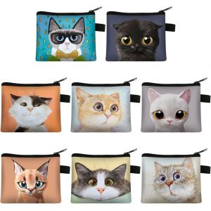 CAUC-8 Pi&egrave;ces Mini Porte Monnaie Chat Petit Coin Porte Monnaie Femme Fille Mignon Pochette Monnaie Enfant Portable Sac &agrave; Monnaie avec Fermeture Eclair pour Coin,Carte de Cr&eacute;dit,Cl&eacute;s Petits Objets - Neuf