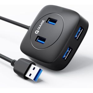 JGD-Hub USB 3.0 4 Ports - Hub multi-ports USB-A pour ordinateur portable avec C&acirc;ble de 1,2 m, Micro alimentation, Transfert de donn&eacute;es rapide, Compatible avec clavier, souris, disque dur mobile etc - Neuf