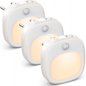 Subzonal-Veilleuse Prise Electrique Lot De 3, Gradation Progressive Lampe Detecteur De Mouvement Interieur, Chaud/Blanc/Mixte Veilleuse Led Bon Pour Couloir Escalier Chambre &Agrave; Coucher Cuisine Chambre - Neuf