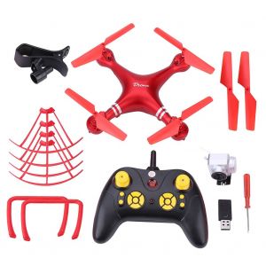 Drone Telecommande 4 Canaux Wifi Rc, Quadricoptere, Maintien D'altitude, Jouet Avec Camera 1080p, Rouge - Neuf