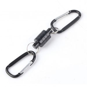 Boucle Magnetique Pour Filet De Peche A La Mouche, Clip De Liberation Magnetique, Support De Suspension, Clip De Laniere (Double, Noir) - Neuf