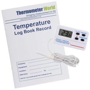 KAL-Carnet De Température Avec Thermomètre Numérique Pour Réfrigérateur Congélateur Avec Alarme De Température, Fonction Max Min Et Câble De 1,2 M - Neuf