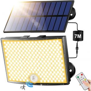 Lampe Solaire Exterieur ¿Lumière Chaude¿,¿268led 5 Mode 7m Câble¿Lampe Exterieur Detecteur De Mouvement, 2200mah Eclairage Exterieur Avec Detecteur, Ip65 Eclairage Exterieur Solaire Lampe Solaire - Neuf