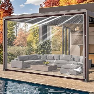 SPWA-Bâche transparente avec ?illets 2 x 2 m Imperméable pour l'extérieur Pour auvents Robuste et résistante aux intempéries Multi-usages - Neuf
