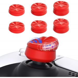 PlayVital Capuchon pour ps5 Manette Protection Stick Analog pour ps5 Edge,Joystick Caps pour Xbox One/Core/Elite Series 2/Switch Pro,Hurricane Thumbstick Cover pour ps4 Controller-Rouge,3 Paires - Neuf