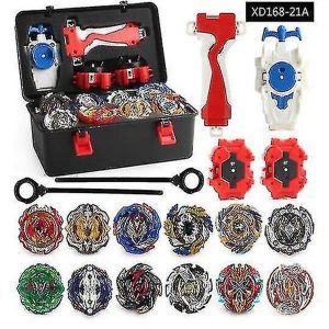 12x Ensemble De Toupies Beyblade Burst Avec Lanceur &Agrave; Poign&eacute;e + Rangement En Mousse - Neuf