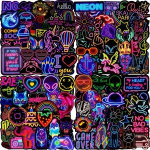 Autocollant 200 Pcs Cool Neon Stickers,Imperm&eacute;ables Vinyle Autocollant,Autocollant Pour Telephone Ordinateur Portable Scrapbooking Skateboard Valise Bouteille Isotherme Tablette Macbook Journal Etc - Neuf