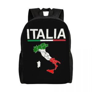 Sac à dos personnalisé avec drapeau italien et carte de l'Italie pour ordinateur portable, cartable tendance pour femmes et hommes, idéal pour l'école, le collège ou les étudiants, idéa - Neuf